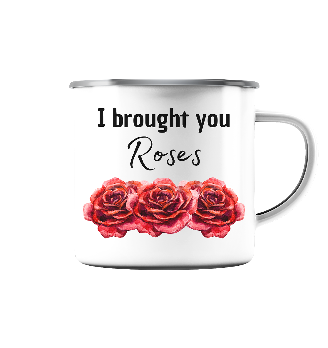 Roses - Emaille Tasse (Silber)