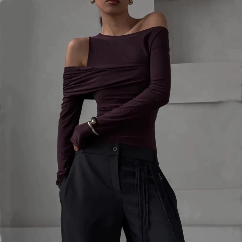 Drapiertes One-Shoulder-Top