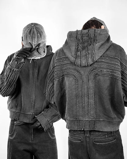 Textured Patchwork Streetwear Jacket