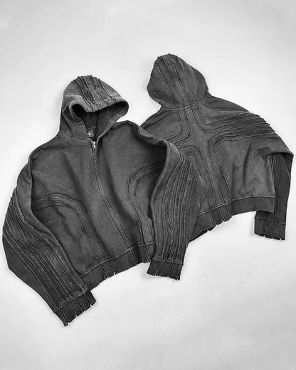 Textured Patchwork Streetwear Jacket