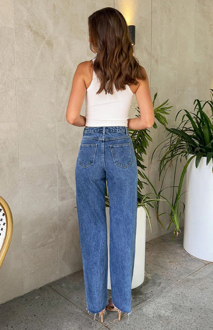 Pearl Denim Straight-Leg