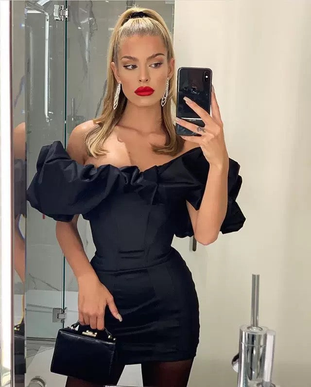 Rüschen Off-Shoulder Kleid