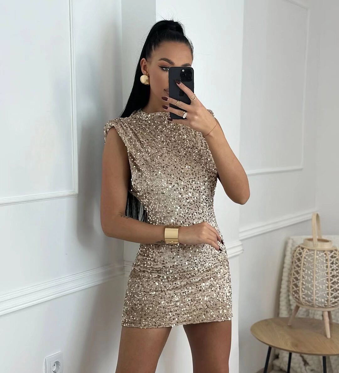 Glamouröses Glitzer Minikleid