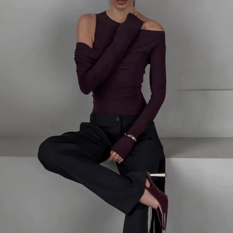 Drapiertes One-Shoulder-Top