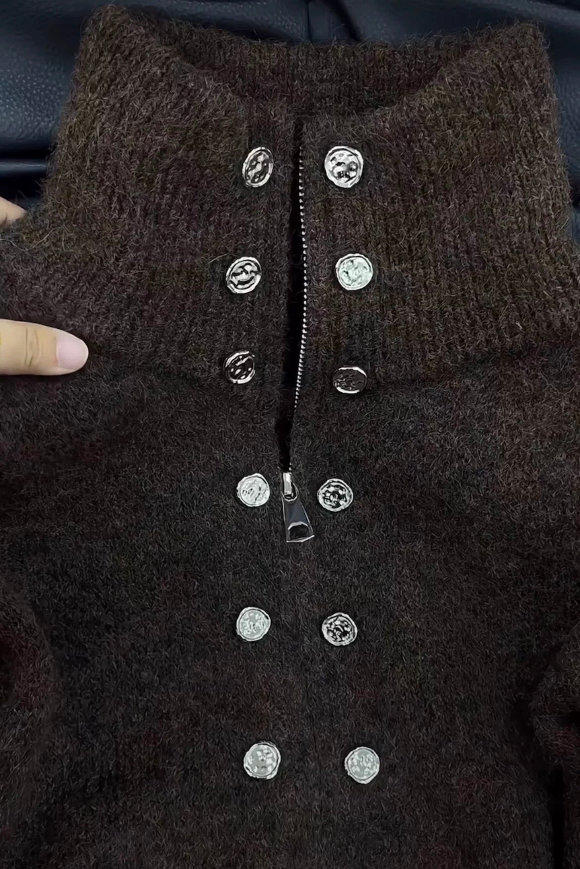 Luxurious fluffy cardigan with shiny buttons