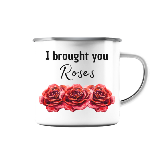 Roses - Emaille Tasse (Silber)