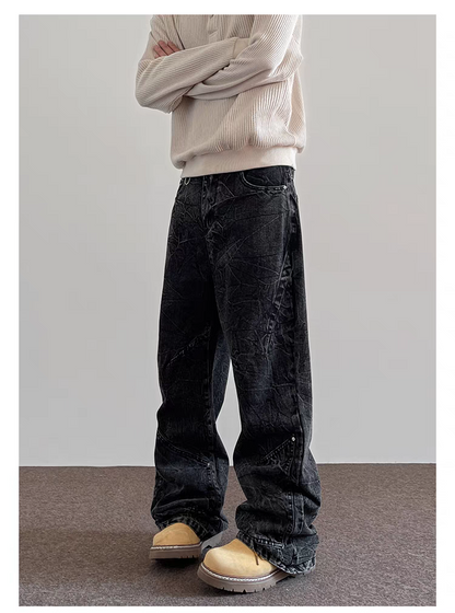 Crinkle Cool - schwarze Baggy Jeans im Lässigen Look