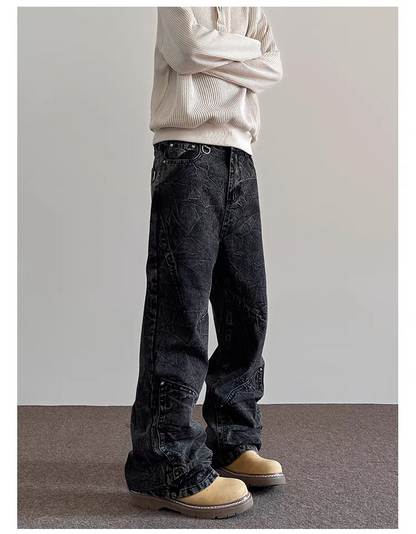 Crinkle Cool - schwarze Baggy Jeans im Lässigen Look