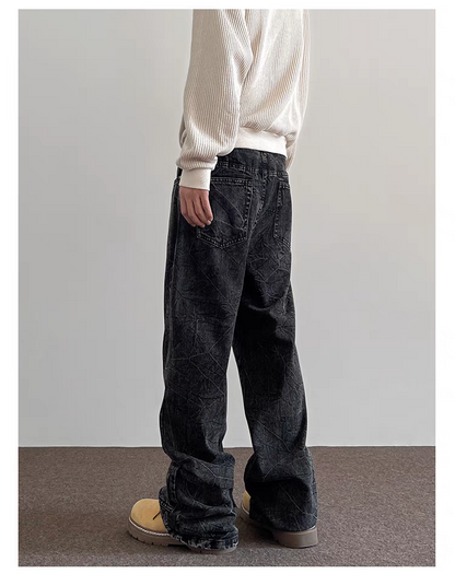 Crinkle Cool - schwarze Baggy Jeans im Lässigen Look