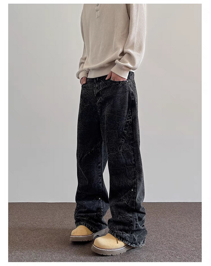 Crinkle Cool - schwarze Baggy Jeans im Lässigen Look