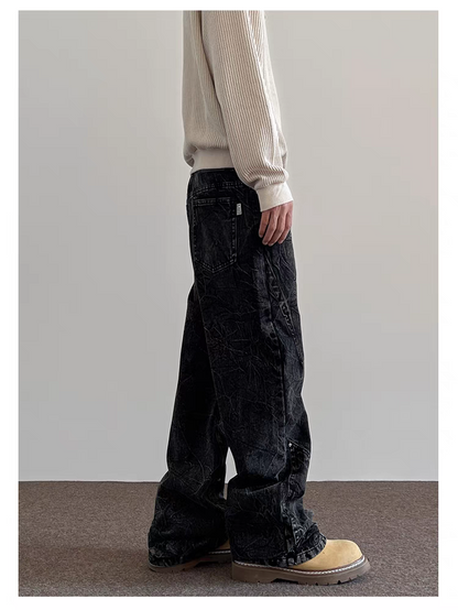 Crinkle Cool - schwarze Baggy Jeans im Lässigen Look