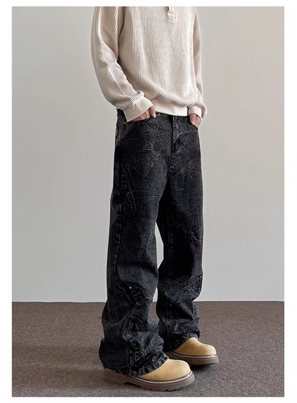 Crinkle Cool - schwarze Baggy Jeans im Lässigen Look